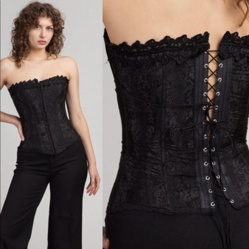 FREDRICKS OF HOLLYWOOD Grey Corset Bustier Top SZ L